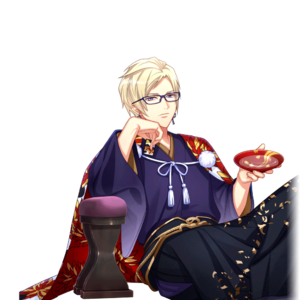 Sake Cup Among Chrysanthemums